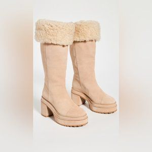 NWOT Cult Gaia Cowhide Suede Sommar fold over Boots - Size 36.5